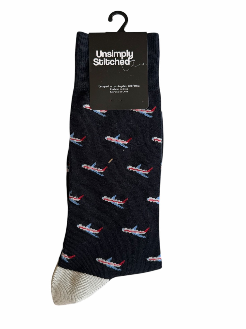 NWT Unsimply Stitched Navy Blue Airplane Mid Calf & Up Socks